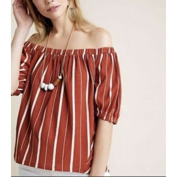 Anthropologie Elodie Off The Shoulder Top Terracotta Medium NEW Fall Autumn RARE - Picture 1 of 6